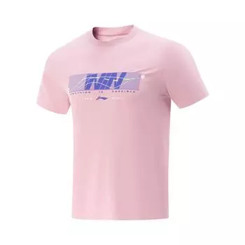 Серия для настольного тенниса Li Ning, футболка с круглым вырезом, быстросохнущая, дышащая, универсальная, с коротким рукавом, унисекс, топ, светло-розовый AHSV613-3 XS