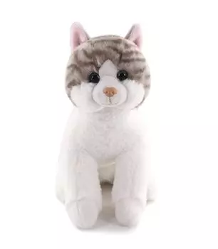 Серия Домашние животные Кошка Бело-серая Мягкая игрушка