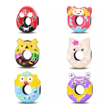 Серия Donut Медь Посеребренная 925 Капли Масла DIY Браслет Ожерелье Бусины