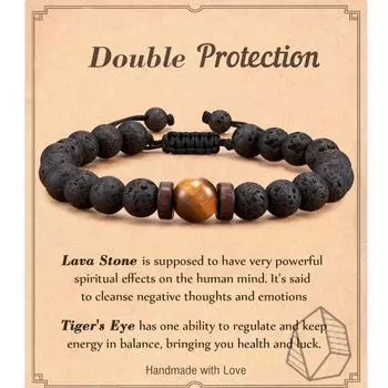 Серия «Досуг и мода» Ручная цепочка Обсидиан Матовый камень Плетение Регулируемый браслет Украшения Подарок with card