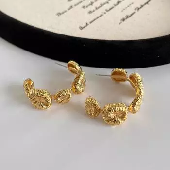 Серия «Фейерверк» из двухцветного золота и серебра с матовым шаром в стиле ретро, осенне-зимний темперамент, нишевые серьги для женщин золотой