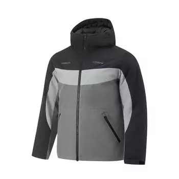 Серия фитнеса Li Ning Толстовка с капюшоном на молнии Удобная Дышащая Универсальная Повседневная Хлопковая куртка Мужские куртки Черный Лунно-серый Асфальтово-серый AFMU035-1 S