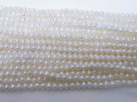 Серия Freshwater Pearl Pearl White Potato Shape [Жемчужные чипсы] (Отбеленный) 2,8~3,2 мм (приблизительно. 38~40см)