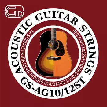 Серия GID STRINGS Струны для акустической гитары 12 струн EXTRA LIGHT Сверхлегкий калибр GS-AG10/12ST бронзовый