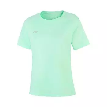 Серия групповых покупок Li Ning Однотонная дышащая универсальная футболка с коротким рукавом Женские топы Небесно-зеленый ATSV436-3 S