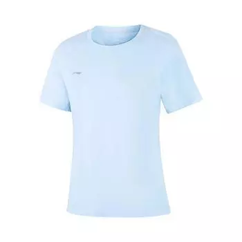 Серия групповых покупок Li Ning Однотонная дышащая универсальная футболка с коротким рукавом Женские топы Небесно-голубой ATSV436-7 S