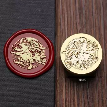 Серия «Хэллоуин» Печать восковой печатью Голова Череп Паук Кошка Цветок Замок Резьба Медный конверт Украшения Поделки Подарки на Хэллоуин