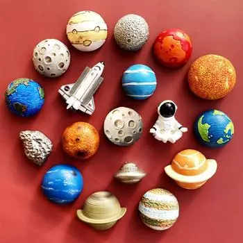 Серия Happy Planet, наклейка на холодильник, космический астронавт, космический корабль, земля, смола, магнитная доска для объявлений, наклейка для украшения дома