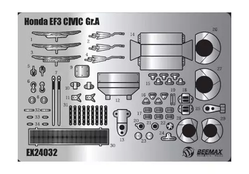 Серия Honda Civic EF3 1989 Macau Gear Race Detail Up Parts Пластиковые детали для моделей EX24032 Литье Цвет Platts/BEEMAX 1/24 Gr.A