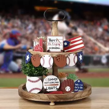 Серия игр в бейсбол, многоуровневое украшение для подноса, креативное украшение для рабочего стола, домашний декор, ремесло One Size