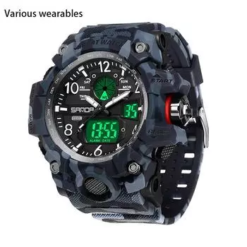 Серия камуфляжных модных и крутых мужских часов с будильником, водонепроницаемые многофункциональные электронные часы