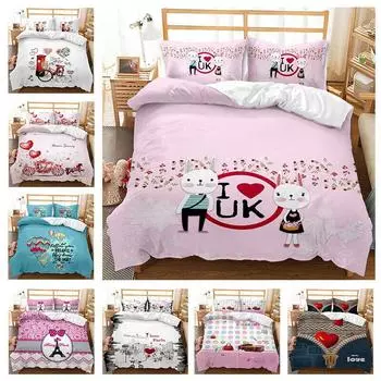 Серия ко Дню святого Валентина: Одеяло/пододеяльник/комплект покрывал Doona, одинарный, двухместный/королевский/королевский размер Single 135x200cm