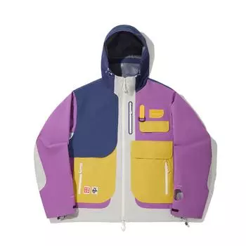 Серия коллаборации Li Ning X CHUMS Спортивная повседневная минималистичная куртка свободного кроя с цветными блоками и молнией Мужская куртка Каттелан-пурпурный AFDV839-1 L