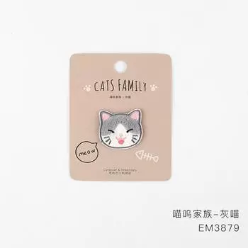 Серия «Кошки» Самоклеящаяся тканевая наклейка, Одежда, Брюки, Сумки, Заплата для ремонта дыр, Тканевая вышитая наклейка с узором Grey cat * cartoon anime