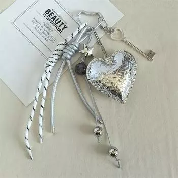Серия Кожаное Сердце Сумка Подвеска Брелок Ювелирное Изделие Подарок Украшение Аксессуары серебряный