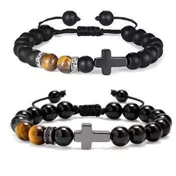Серия крестов цепочка на руку тигровый глаз камень матовый камень смешивать и сочетать плетение браслет украшения подарок