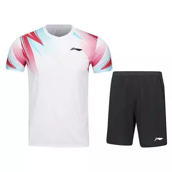 Серия Li Ning Бадминтон Геометрические линии Быстросохнущий Прохладный Повседневный Спортивный костюм Унисекс Спортивный костюм AATV011-2 L