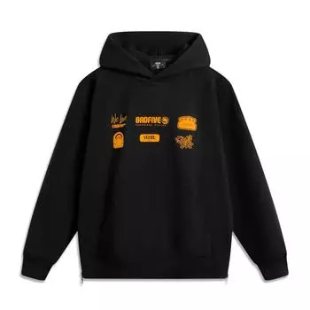 Серия Li Ning Basketball Anti-Five Толстовка с капюшоном с надписями Удобная Дышащая Универсальная Повседневная Спортивная Толстовка Мужская толстовка Черный AWDUF69-2 L