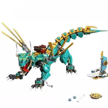 Серия Lloyd Jungle Fire Water Dragon Building Blocks Green Dagon Mech Bricks Toys for Boys Birthday Kids Gifts