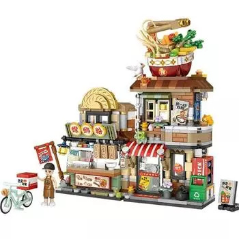 Серия LOZ Mini Nanoblock Street Store, 02 Магазин лапши с улитками, популярные корейские игрушки
