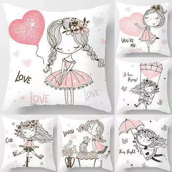Серия «Любовь для девочек на день рождения», подушка, подарок, украшение для дома и офиса, подушка для спальни, дивана, автомобиля, наволочка 40x40cm