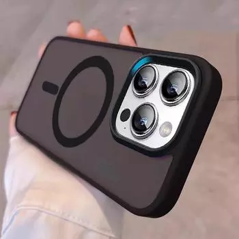 Серия MagsafeiPhone с магнитной присоской, чехол для телефона из ТПУ и ПК, гальваника, новый джентльмен, черный матовый, высококачественный iPhone15