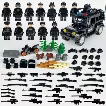 Серия MOC City, черные аксессуары для специального полицейского оружия, детские строительные блоки для людей