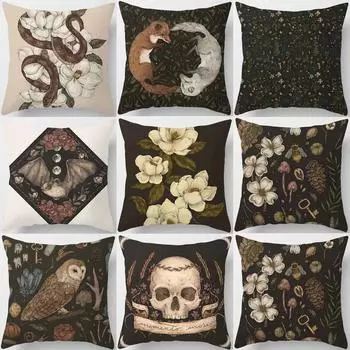 Серия мультфильмов о животных и растенияхЧехлы для дивановОфисная наволочкаУкрашение из цветов персикаРадуга НаволочкаУкрашения для дома 40x40cm