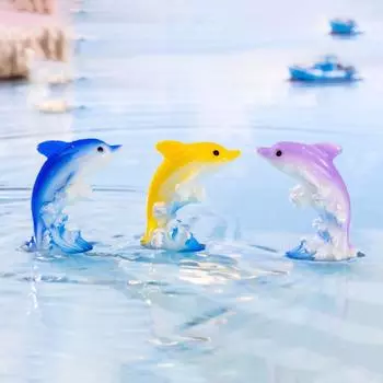 Серия «Океан» Семицветный дельфин Мультфильм Мини-дельфины Украшения Дельфины Микропейзаж Аквариум зелёный