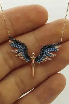 Серия ожерелья Michael, цветное дополнительное женское ожерелье с цирконовым каменным крылом и серебряной цепочкой 925 пробы