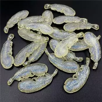 Серия ожерелья светлого цвета, серьги, подвеска в виде пера, изготовление ювелирных изделий, полупрозрачные бусины, креативные аксессуары для самостоятельного изготовления, 10 шт., светящиеся материалы ручной работы фиолетовый