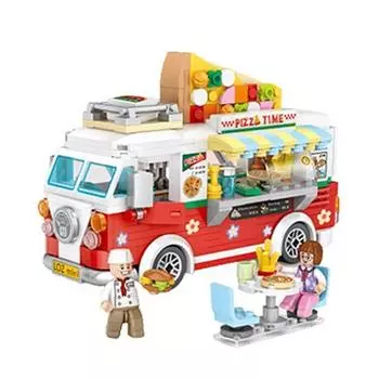 Серия парков развлечений LOZ Mini Block Nano Block, 14 шт.. Грузовик с едой для пиццы, популярные корейские игрушки