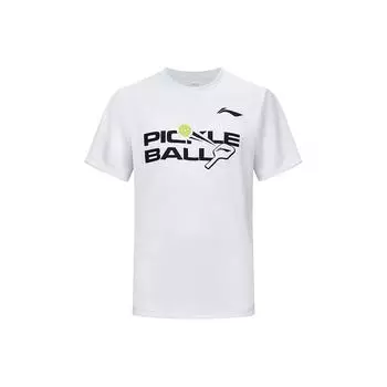 Серия Pickleball Li Ning Буква Круглый вырез Удобная Дышащая Универсальная Футболка с коротким рукавом Топы Унисекс Стандартный-Белый AHSUF83-2 L