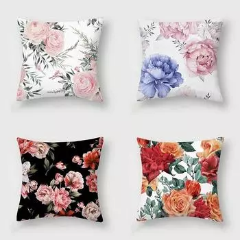 Серия с принтом розы, чехол для подушки 45x45 см, наволочка для гостиной, дивана, стула, полиэстер, эстетическое украшение дома 40x40cm