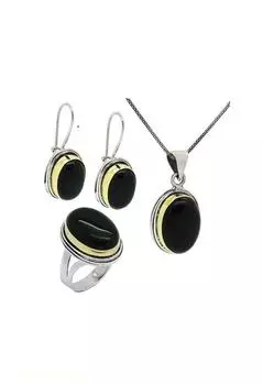 Серия Sarma, черный оникс, серебряный комплект ювелирных украшений ручной работы