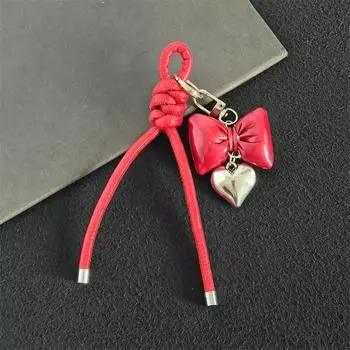 Серия Сердце Кожаный Сумка-бант Подвеска Брелок Ювелирное изделие Подарок Украшение Аксессуары красный