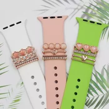 Серия смолы с бриллиантовым орнаментом, силиконовый ремешок для Apple Watch, умные часы, металлические часы, декоративное кольцо