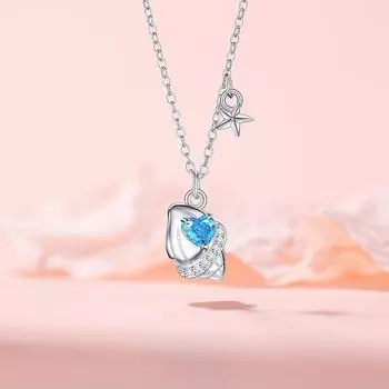 Серия Summer Island, ожерелье в форме ракушки, ювелирные изделия, женственность, индивидуальность, синяя любовь, цепочка на ключицу из нержавеющей стали