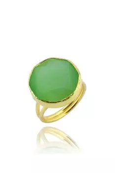 Серия Sun Stone Cat s Eye Round Green Женское кольцо из 22-каратного золота с желтым покрытием