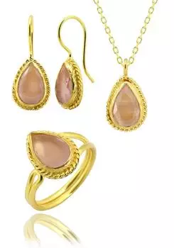 Серия Sun Stone, обернутый красочный женский комплект аутентичных серебряных тройных украшений с огранкой Drop Cut