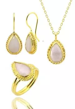 Серия Sun Stone, обернутый женский тройной комплект белого цвета, аутентичный серебряный тройной комплект