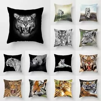 Серия тигра с принтом, украшение для дома, наволочка, квадратная офисная подушка, чехол 40x40cm