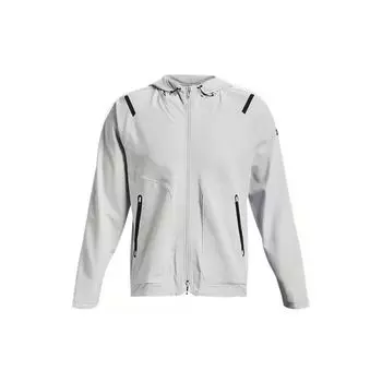 Серия Under Armour Sun Protection, спортивная тканая дышащая тренировочная куртка с капюшоном и шнурком на молнии, мужская куртка серого цвета 1370494-014 L