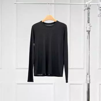 [Серия UpperClass] Женский топ из шерсти Tencel с круглым вырезом и длинными рукавами