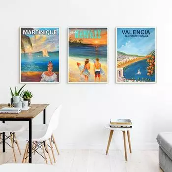 Серия винтажный туристический плакат, подарок, креативная печать на холсте, декоративная настенная картина для гостиной, художественная картина 21cm30cm NoFrame
