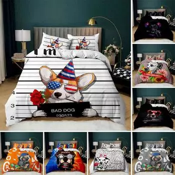 Серия «Забавная собака» Doona/Одеяло/Пододеяльник одинарный/двойной/Королевский комплект постельного белья Single 135x200cm