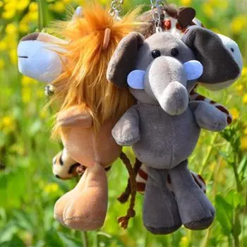 Серия «Животные джунглей» Мультяшная кукла-лев Подвеска Плюшевая кукла Маленькая труба Слон Носорог Тигр Кукла Дети 15cm
