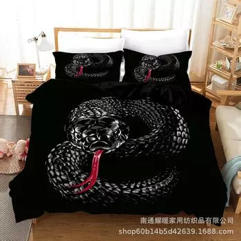Серия животных Змея Цифровая печать Постельное белье Простыни Пододеяльник Покрывало Комплект из трех предметов 135x200 two-piece set