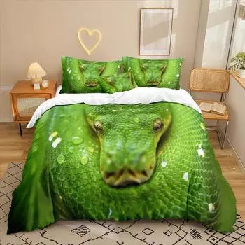 Серия «Змеиная тема» 3D цифровая печать Комплект постельного белья из трех предметов Простыня Пододеяльник 90 * 200 two-piece set