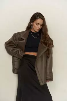 Серо-коричневое пальто Shelby на меховой подкладке